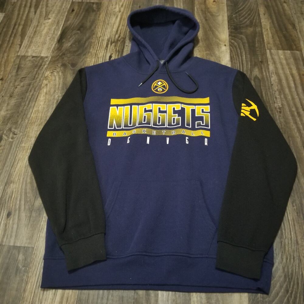 Vintage Y2K Adidas Denver Nuggets Hoodie Size Large Blue/Black Pullover NBA‎